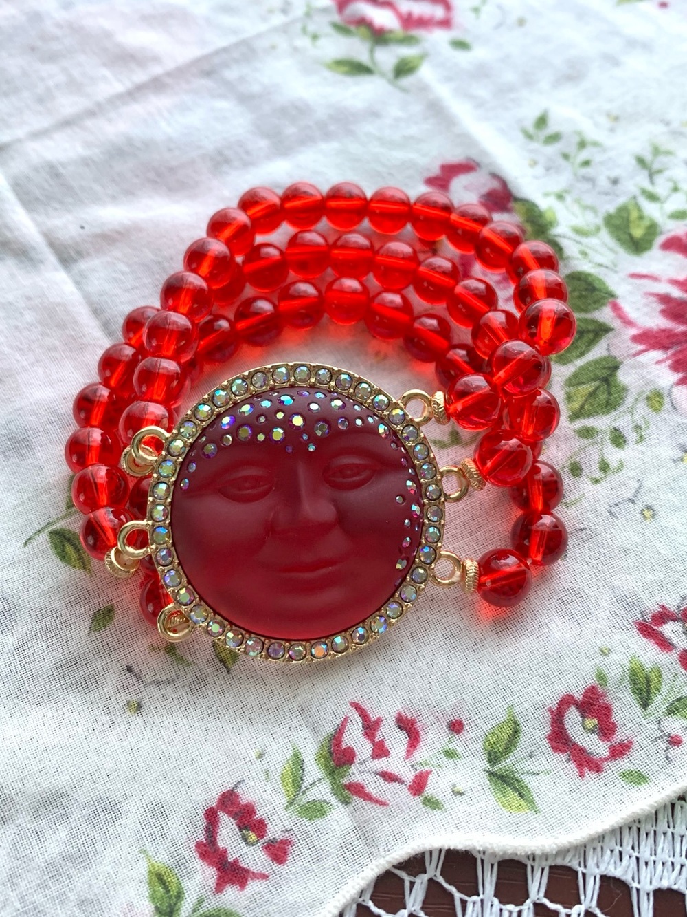 Kirk’s Folly Red Moon Face Vintage/Retro Style Bracelet